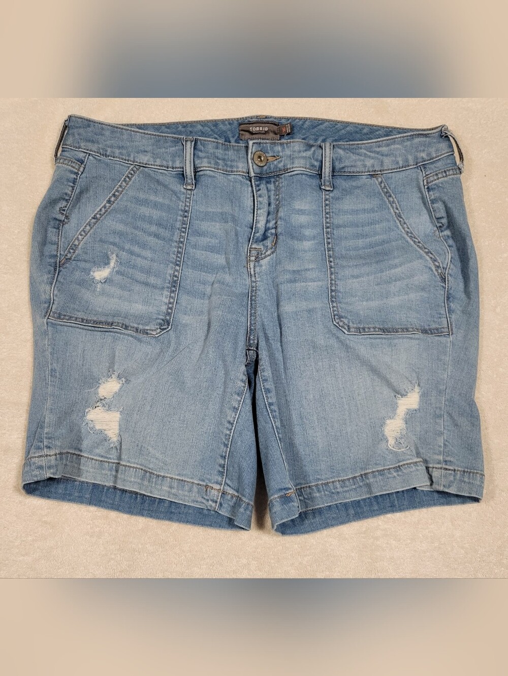 Torrid Distressed Feel The Fit Jean Shorts